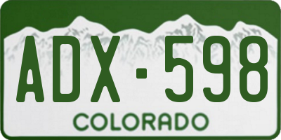 CO license plate ADX598