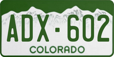 CO license plate ADX602