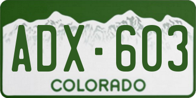 CO license plate ADX603