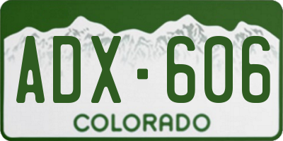 CO license plate ADX606