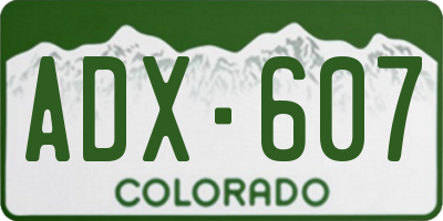 CO license plate ADX607