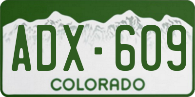 CO license plate ADX609