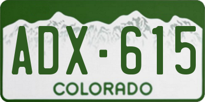 CO license plate ADX615