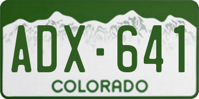 CO license plate ADX641