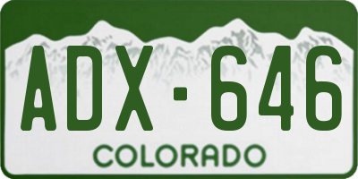 CO license plate ADX646