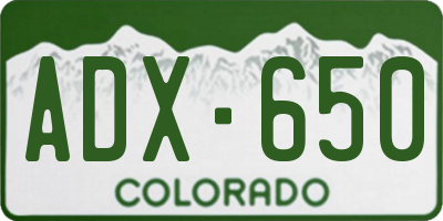 CO license plate ADX650