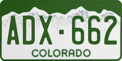 CO license plate ADX662