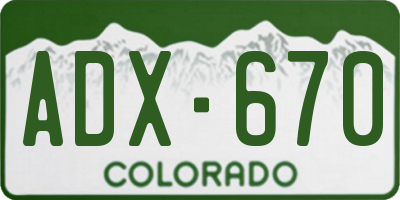 CO license plate ADX670