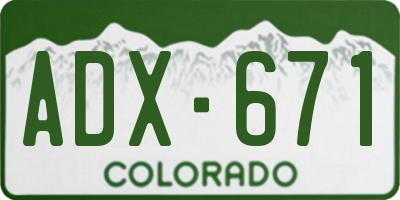 CO license plate ADX671