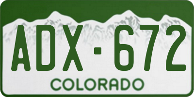 CO license plate ADX672