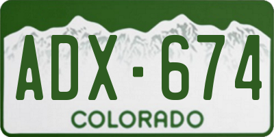 CO license plate ADX674