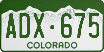 CO license plate ADX675