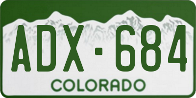 CO license plate ADX684
