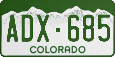 CO license plate ADX685