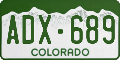 CO license plate ADX689