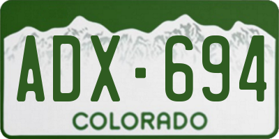 CO license plate ADX694
