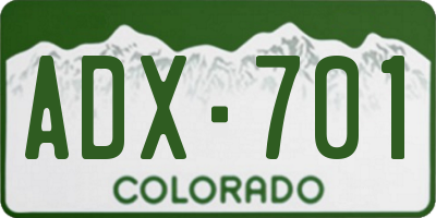 CO license plate ADX701