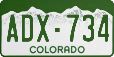 CO license plate ADX734