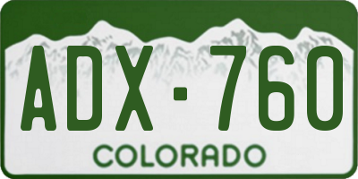 CO license plate ADX760