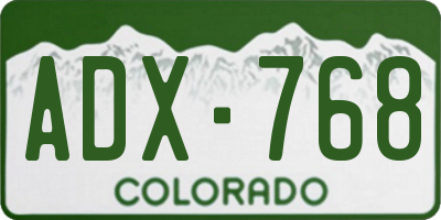CO license plate ADX768