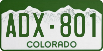 CO license plate ADX801