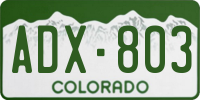 CO license plate ADX803