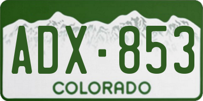 CO license plate ADX853