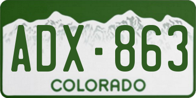 CO license plate ADX863