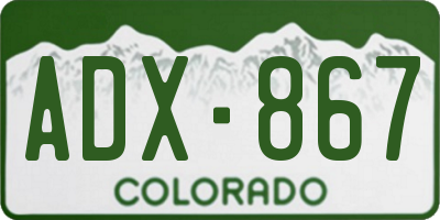 CO license plate ADX867