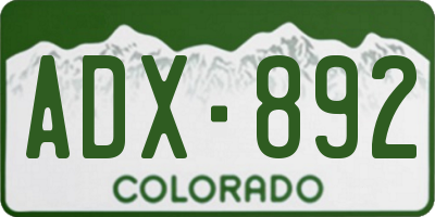 CO license plate ADX892