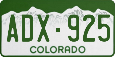 CO license plate ADX925