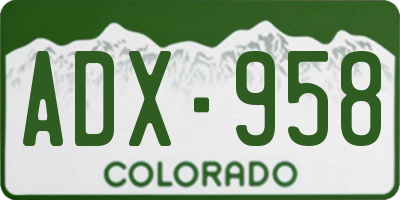 CO license plate ADX958