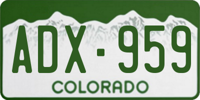 CO license plate ADX959