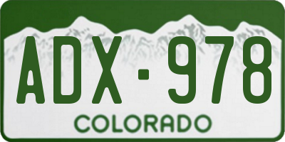 CO license plate ADX978