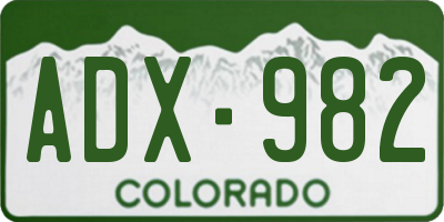 CO license plate ADX982
