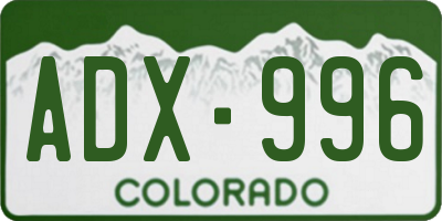 CO license plate ADX996