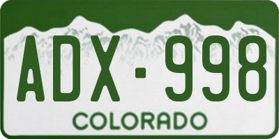 CO license plate ADX998