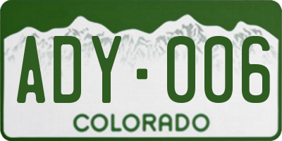 CO license plate ADY006
