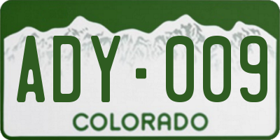 CO license plate ADY009