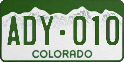 CO license plate ADY010