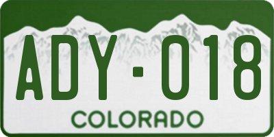 CO license plate ADY018