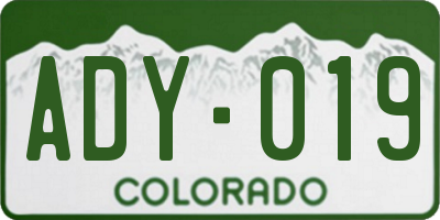 CO license plate ADY019