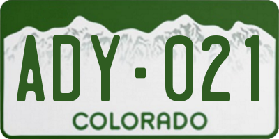 CO license plate ADY021