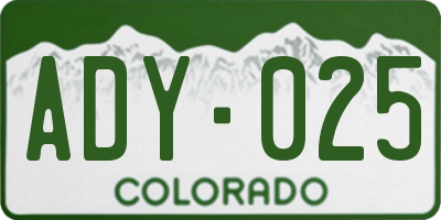 CO license plate ADY025