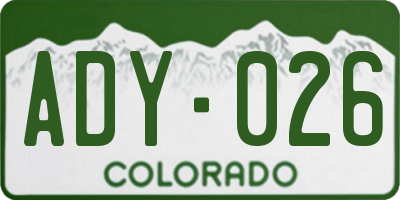 CO license plate ADY026