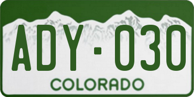 CO license plate ADY030