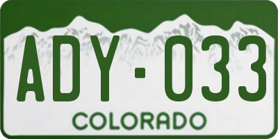 CO license plate ADY033