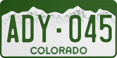 CO license plate ADY045