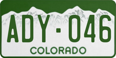 CO license plate ADY046