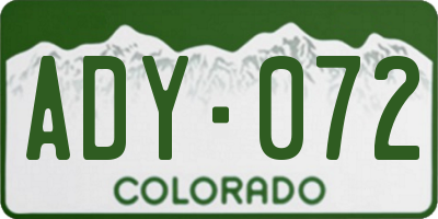 CO license plate ADY072